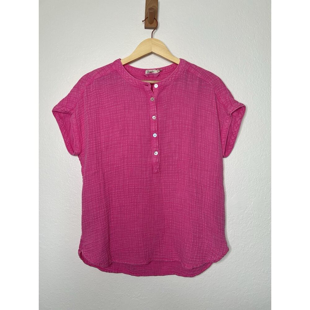 Faherty Dream Pink Gauze Desmond Cotton Top Size Small Airy Organic Sustainable